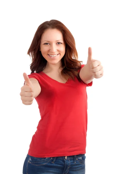 Teenage girl thumbs up — Stock Photo, Image