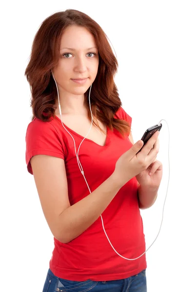 Portrait de l'élève avec téléphone dans les mains — Photo