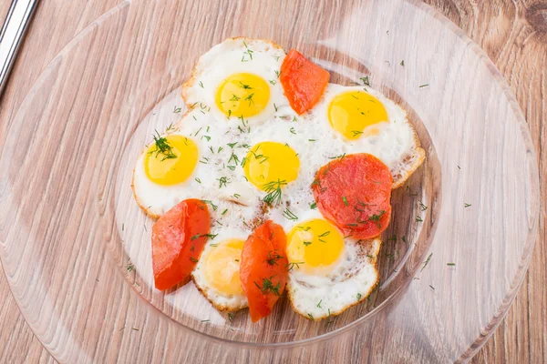 Fried quail eggs — Stock Photo, Image