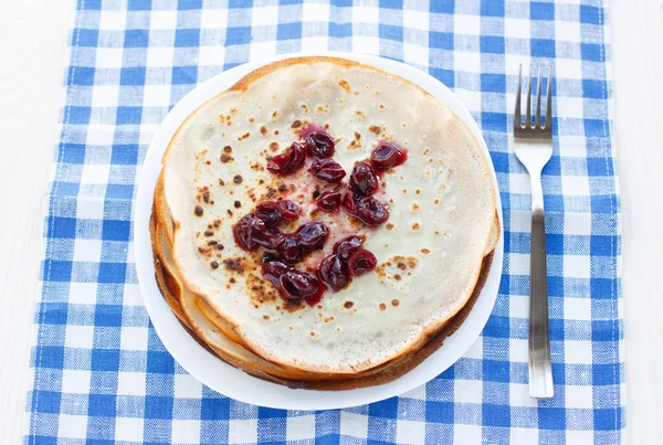 Thin pancakes on a plate — Stock Photo, Image