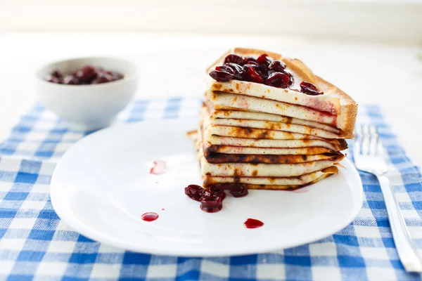 Thin pancakes on a plate — Stock Photo, Image