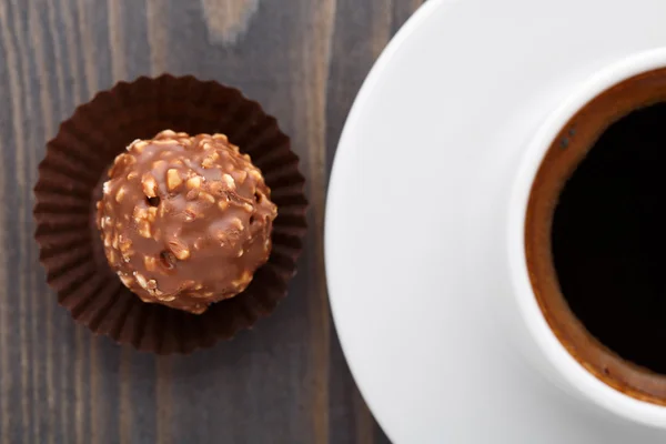 Xícara de café e chocolate — Fotografia de Stock