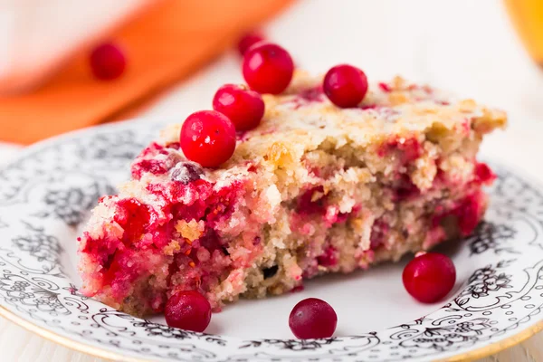 Fetta di torta di mirtilli rossi — Foto Stock