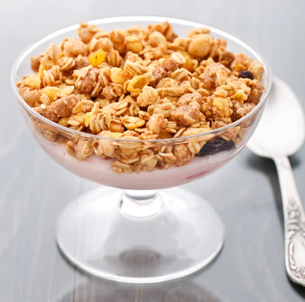 Yogurt with muesli — Stock Photo, Image