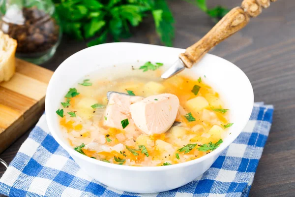 サケの健康な魚スープ — ストック写真