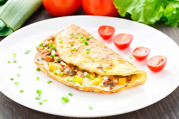 Omelett med tärnade grönsaker — Stockfoto