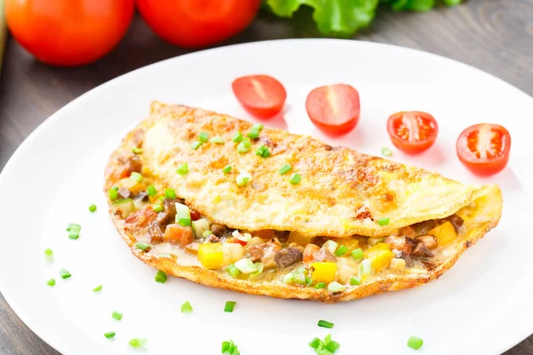 Omelet with diced vegetables — Stock Photo, Image