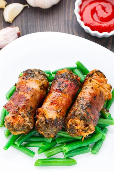 Bacon wrapped cutlet — Stock Photo, Image