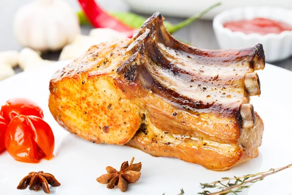 Baked pork rib chop — Stock Photo, Image