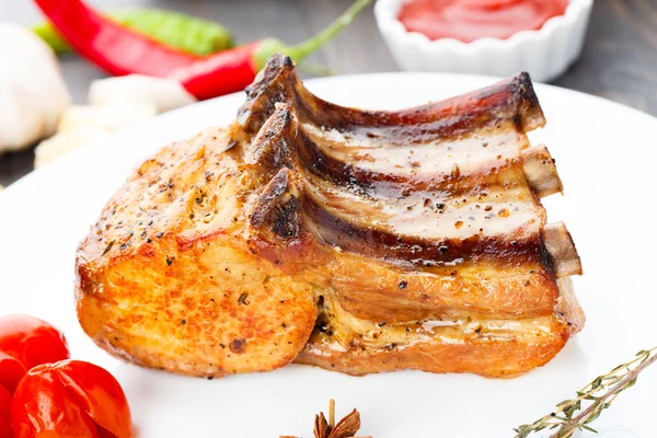 Baked pork rib chop — Stock Photo, Image