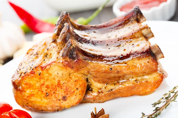 Baked pork rib chop — Stock Photo, Image