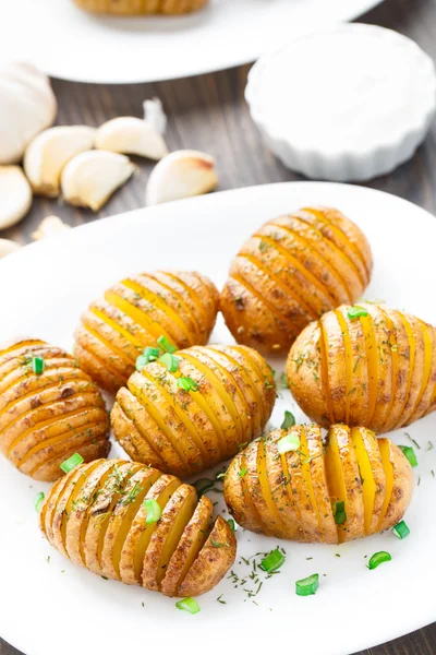 Akordeon pieczone ziemniaki — Zdjęcie stockowe