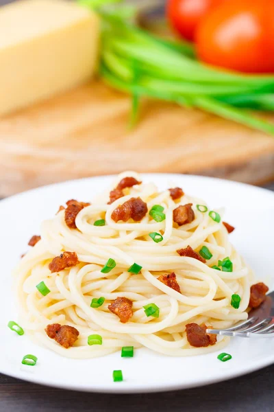 Pasta con pancetta — Foto Stock