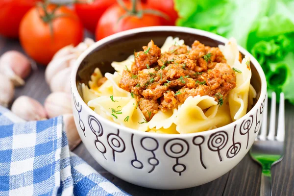 Pasta Bolognese in a bowl — Stock Photo, Image