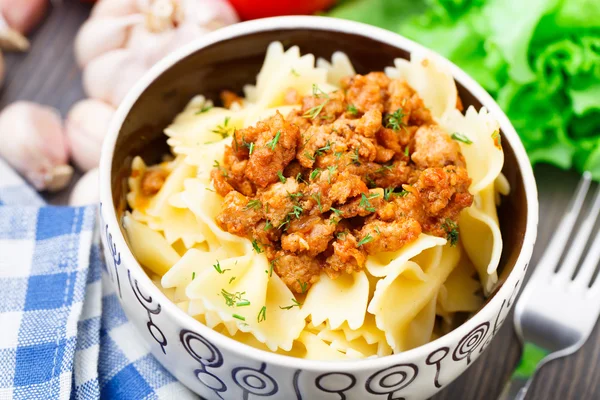 Pasta Bolognese in a bowl — Stock Photo, Image