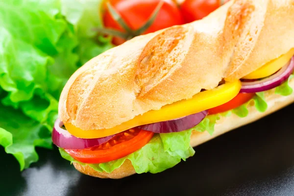 Vegetarian baguette sandwich — Stock Photo, Image