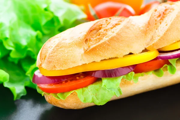 Vegetarian baguette sandwich — Stock Photo, Image