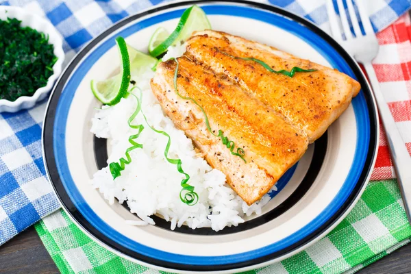 Salmón al horno con arroz —  Fotos de Stock