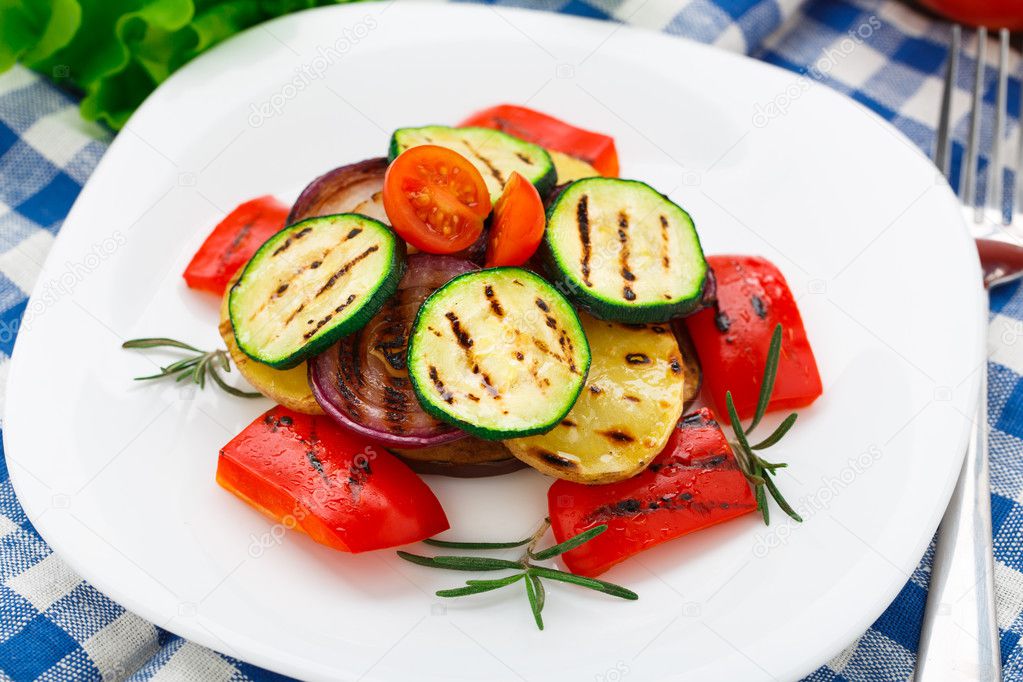 Grilled vegetables on a plate