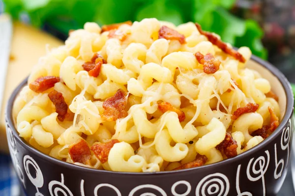 Mac och ost med bacon — Stockfoto
