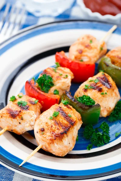 Gegrilde kipbrochettes met paprika — Stockfoto