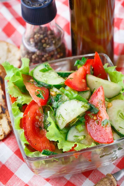 Zeleninový salát s olivovým olejem — Stock fotografie