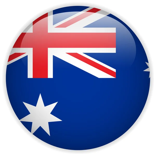 Australien Flagge Hochglanz-Knopf — Stockvektor