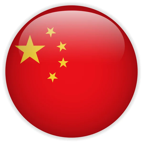 China Flag Glossy Button — Stock Vector