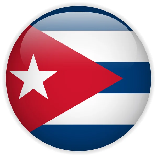 キューバの旗の光沢のあるボタン — ストックベクタ