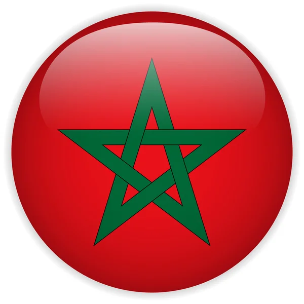 Marokko Flagge glänzend Knopf — Stockvektor