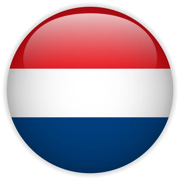 Netherlands Flag Glossy Button — Stock Vector