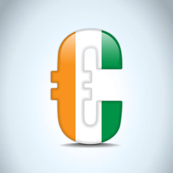 Símbolo del euro con bandera de Irlanda — Archivo Imágenes Vectoriales