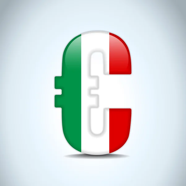 Símbolo Euro con Bandera de Italia — Vector de stock