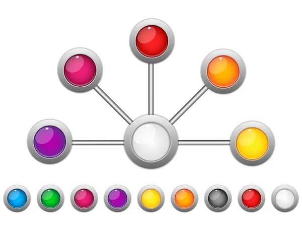 Verbinding stippen kleurrijke cirkels — Stockvector