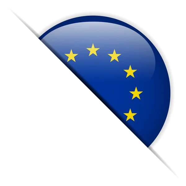 Bandera de Europa Botón brillante — Vector de stock