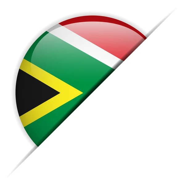 Bandera de Sudáfrica botón brillante — Vector de stock