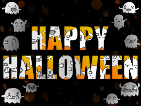 Cartas de Halloween con fantasmas — Archivo Imágenes Vectoriales