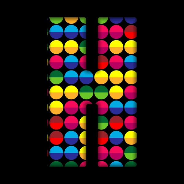 Alphabet Dots Color on Black Background H — Stock Vector