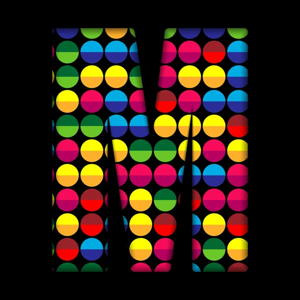 Цвет точек алфавита на черном фоне M — стоковый вектор