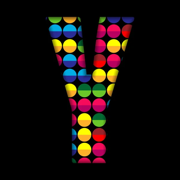 Alphabet Dots Color on Black Background Y — Stock Vector
