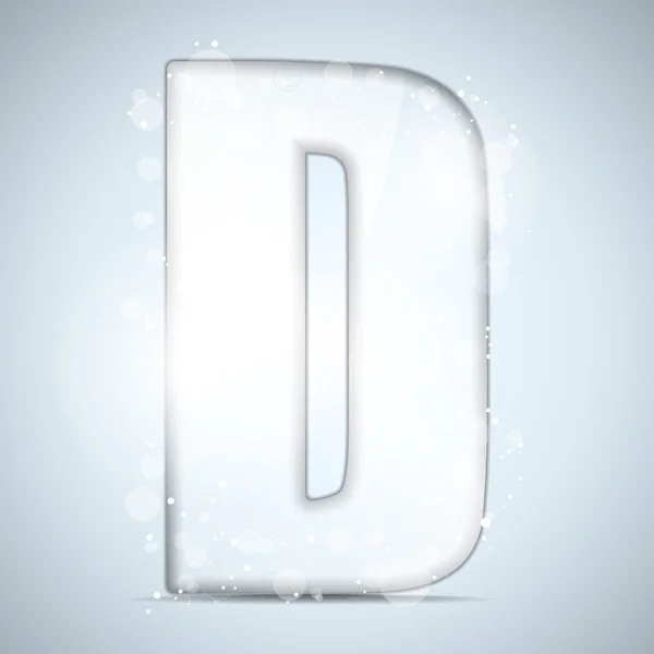 Alfabet glas met glanzende schittert op achtergrond letter d — Stockvector