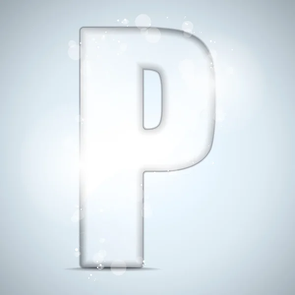 Alfabetet glas blanka med gnistrar på bakgrunden bokstaven p — Stock vektor