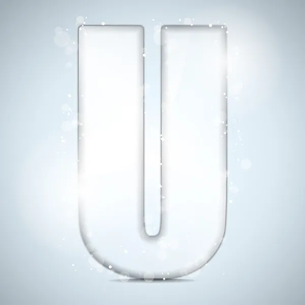Alphabet Verre brillant avec étincelles sur fond Lettre U — Image vectorielle