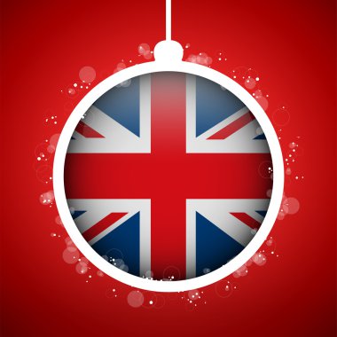 Merry christmas kırmızı topu ile Birleşik Krallık İngiltere bayrağı