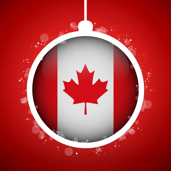 Merry Christmas Red Ball with Flag Canada — Stock Vector