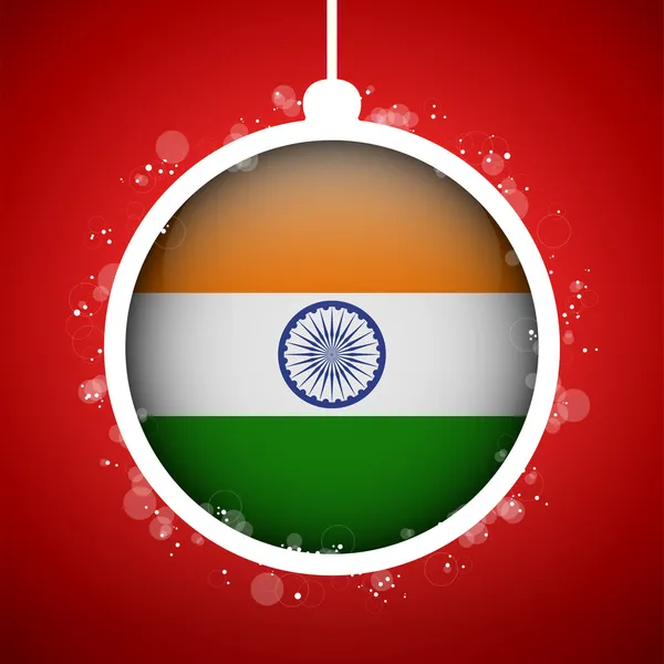 Merry christmas kırmızı topu ile Hindistan bayrağı — Stok Vektör