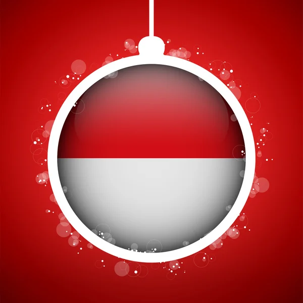 Feliz Navidad Bola Roja con Bandera Mónaco — Vector de stock