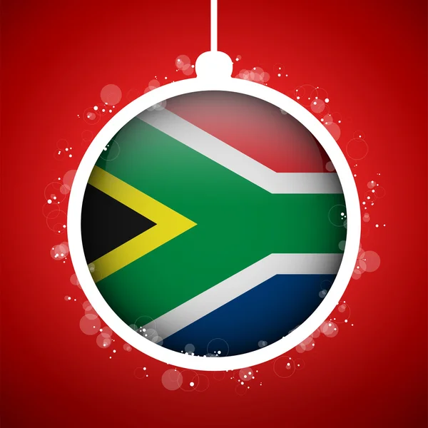 Merry Christmas Red Ball with Flag South Africa — Stock Vector