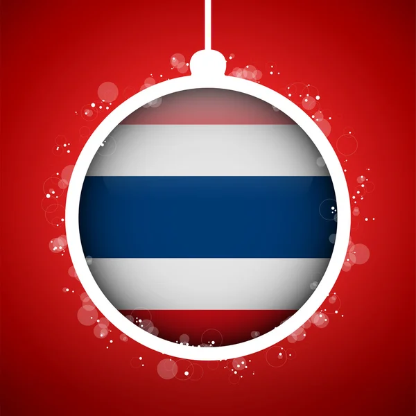 Merry Christmas Red Ball with Flag Thailand — Stock Vector