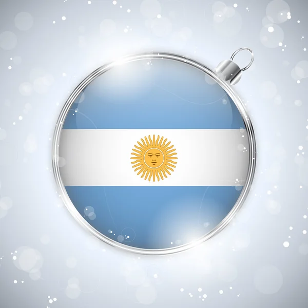 Joyeux Noël boule d'argent avec drapeau Argentine — Image vectorielle